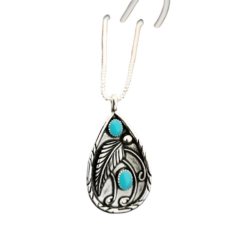 Veile Studios Alloy Artificial Turquoise Teardrop Pendant Necklace Necklaces & Pendants