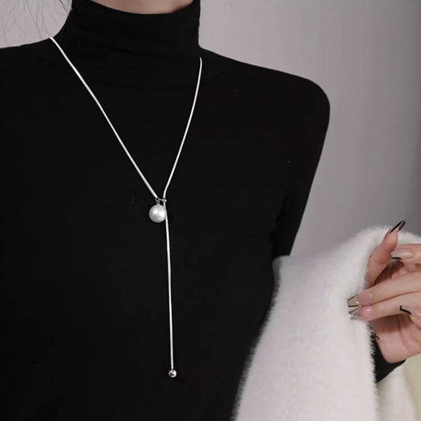 Ins Round Ball Ring Long Necklace Fashion Personality Sweater Chain For Women Necklaces & Pendants