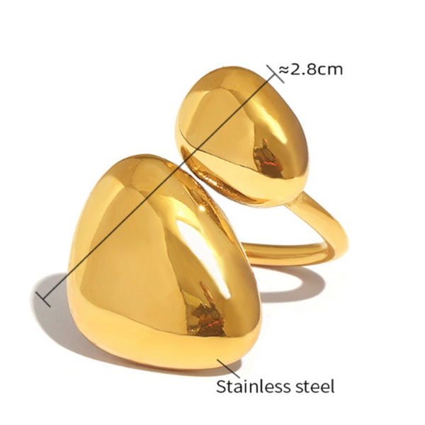 Veile Studios Geometric Irregular Smooth Open Ring Stainless Steel Plated Rings