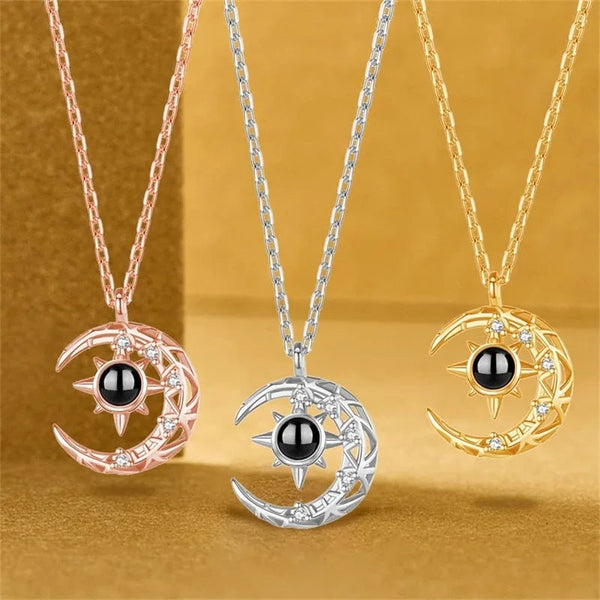Personalized Photo & Image Necklace Crescent Pendant Projection Necklaces & Pendants