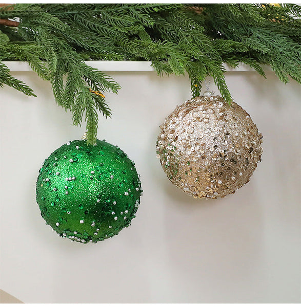 Christmas Tree Ornament 10Cm Pearl Sequin Foam Ball Decorative Hanging Window Decoration Seasonal Decorations