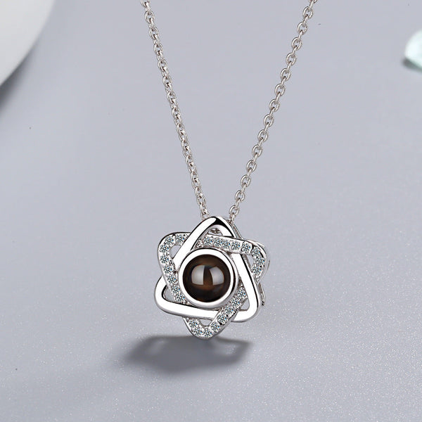 Necklace Female Star Pendant 100 Language Projection Memories Of Love Short Collarbone Chain Necklaces & Pendants
