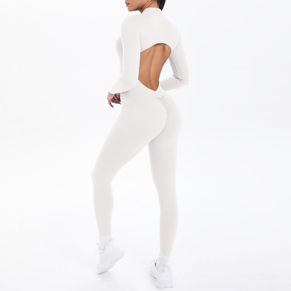 Style Half Zip Yoga Jumpsuit Bare Skin Feel Slim Fit High Elastic Fitness Long Sleeve Pants Wear Jumpsuits Rompers & Playsuits