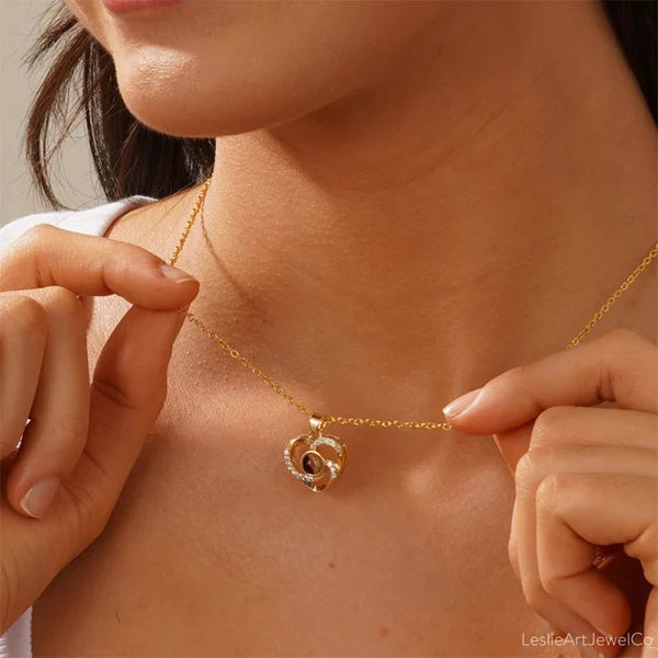 Fashion Heart Necklace Custom Projection Picture Photo Pendant Valentine's Day Gift Jewelry Necklaces & Pendants