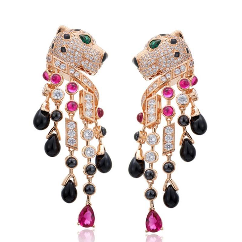 Veile Studios Leopard Heavy Industry Gold Plated With Zircon For Women Earrings