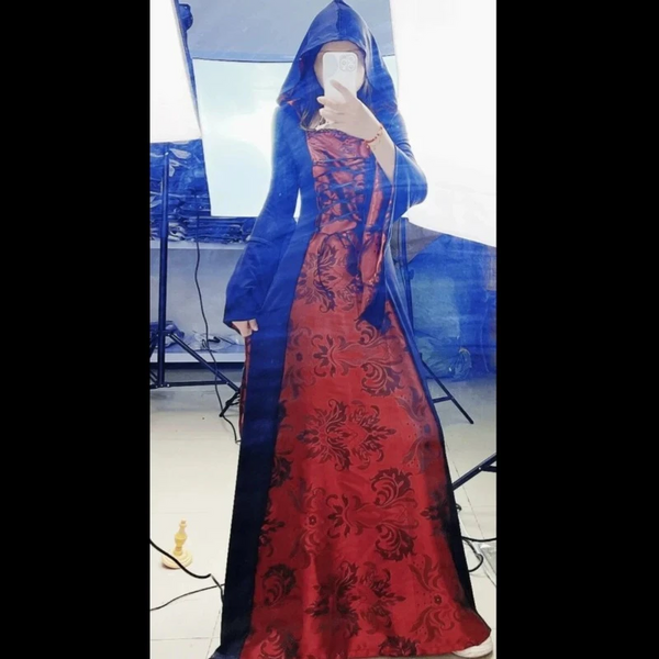 Halloween Party Vampire Costumes Women Plus Size Gothic Witch Cosplay Long Dress With Cloak Dark Nun Role Play Skeleton Uniform Anime Costumes Women