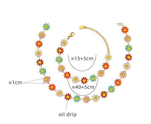 Titanium Steel Oil Drip Flower Necklace Necklaces & Pendants