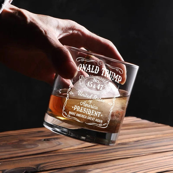 Transparent Whiskey Glass Round Straight Mouth Household Wine Beer Cup Bar Tumbler Kitchen Utensil Trump Print Wine & Champagne Glasses