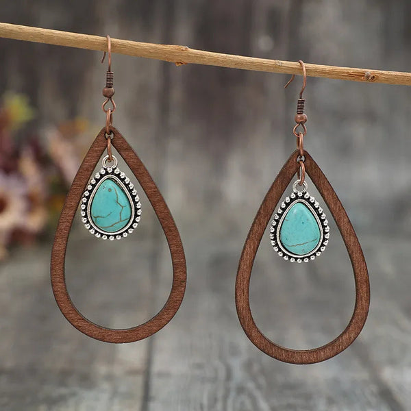 Turquoise Cutout Teardrop Earrings