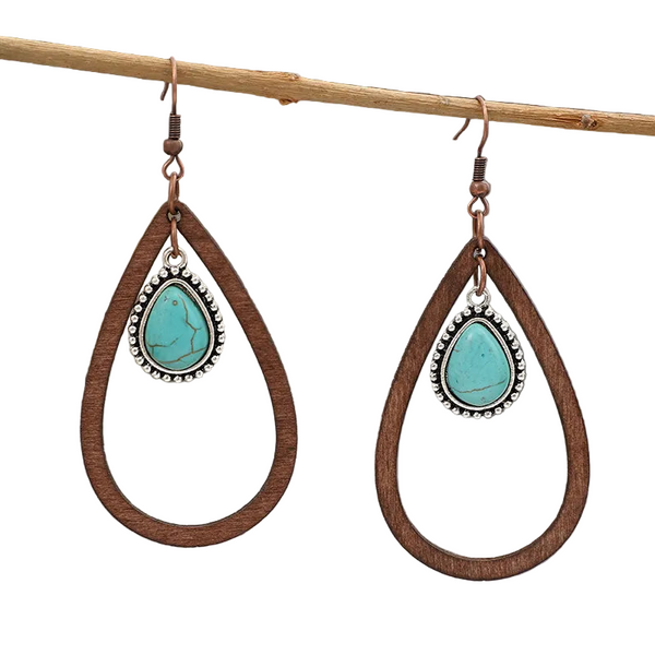 Turquoise Cutout Teardrop Earrings