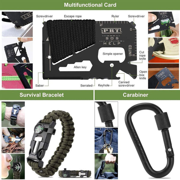 Military Grade Outdoor Travel Survival Kit With Mini Camping Tools Emergency Bracelet Whistle Blanke Bracelets