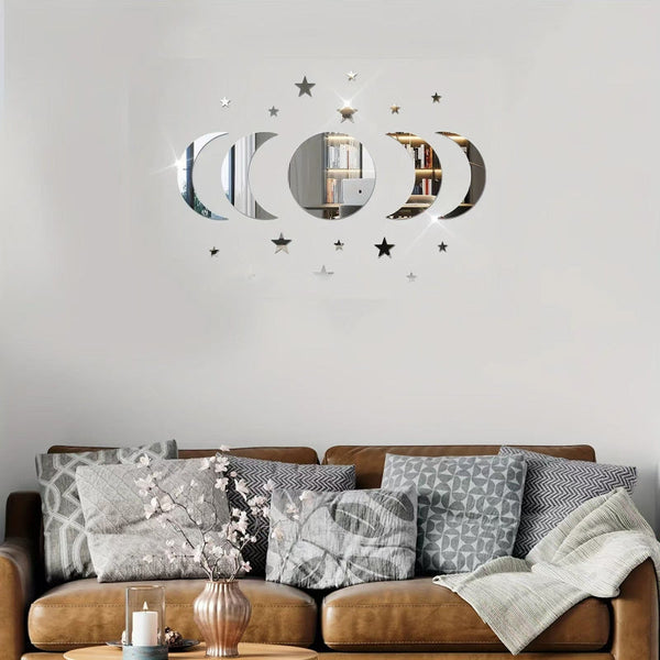 Acrylic Star Moon Shape Wall Sticker Lenses For Decoration In Living Rooms Bedrooms Wall Stickers