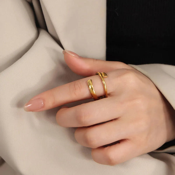 Titanium Steel Layered Wrap Ring Rings