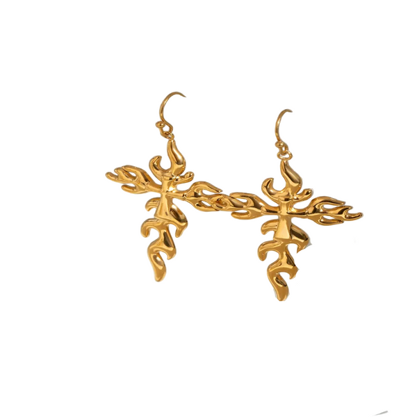 18K Gold Plated Stainless Steel Cross Earrings