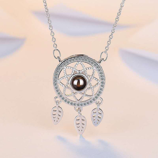 100 Languages I Love You Dream Catcher Projection Necklace Silver Collar Chain Tiktok Same Qixi Valentine's Day Gift Necklaces & Pendants