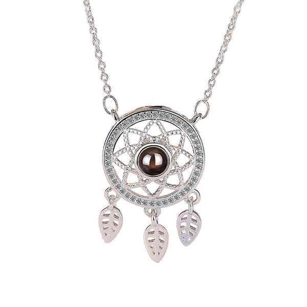 100 Languages I Love You Dream Catcher Projection Necklace Silver Collar Chain Tiktok Same Qixi Valentine's Day Gift Necklaces & Pendants