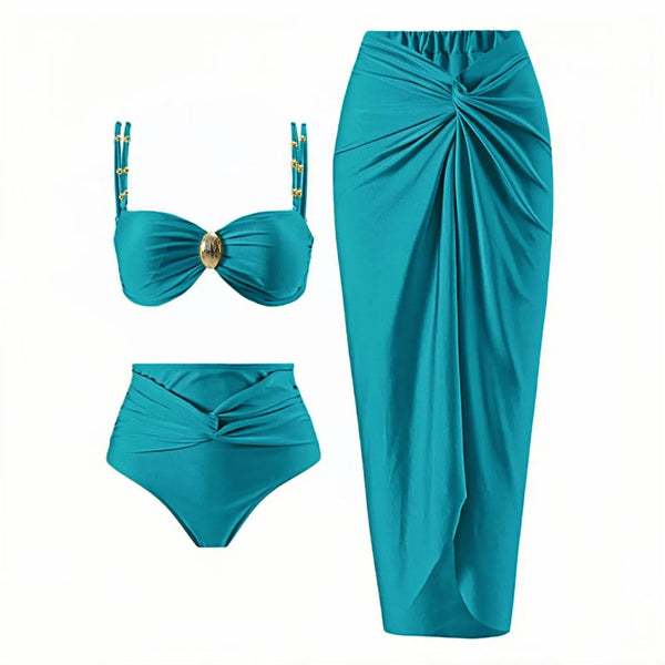 Split Three Piece Bikini Swimsuit Set For Women Swimwear