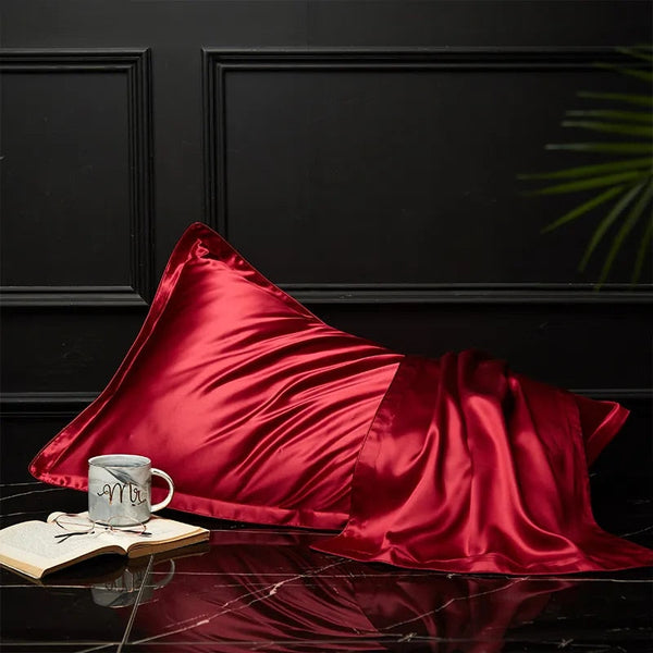 Pillowcase 50X90cm Wine Red Pure Real Silk For Comfortable Home Bed Use Pillow Cases