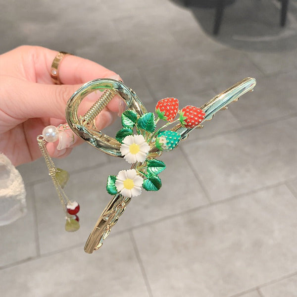 Sweetheart Dripping Oil Colourful Strawberry Shark Clip Alloy Hair Accessory Hair Accessories