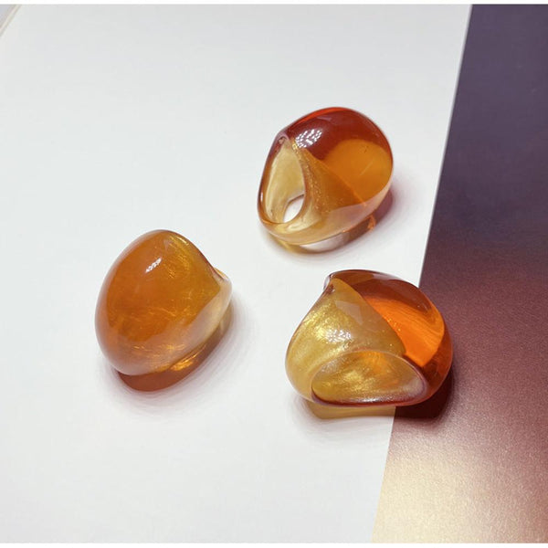 Veile Studios French Resin Open Bracelet Ring Set Retro Handicraft Accessory Rings