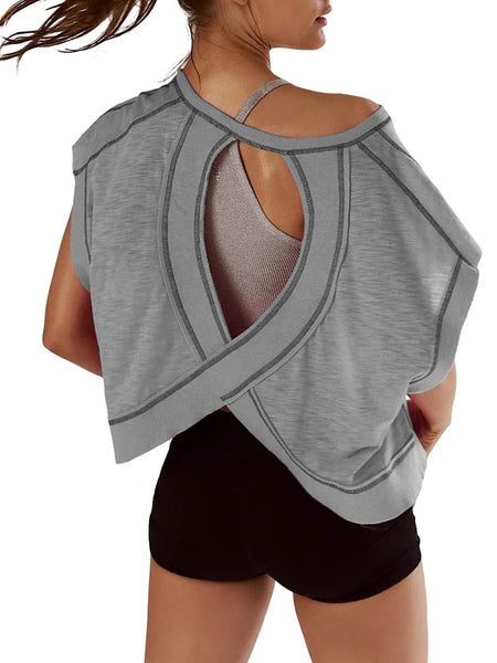 Women's Beautiful Back Sports Yoga T Shirt Loose Casual Breathable Activewear Tops