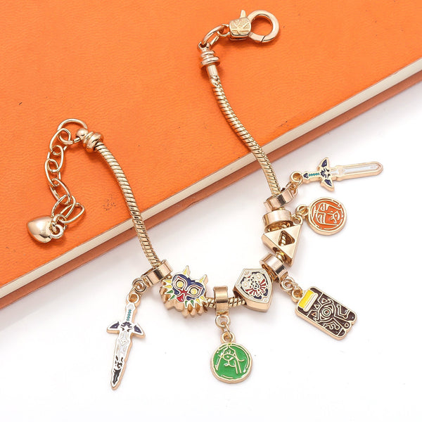Legend Of Zelda Breath The Wild Bracelet Shika Stone Glasses Link Shield Master Sword Cartoon Diy Bracelets