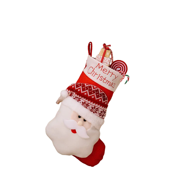 Christmas Decorative Socks 3D Elderly Elk Knitted Children's Gift Bag Red Seasonal Decorations