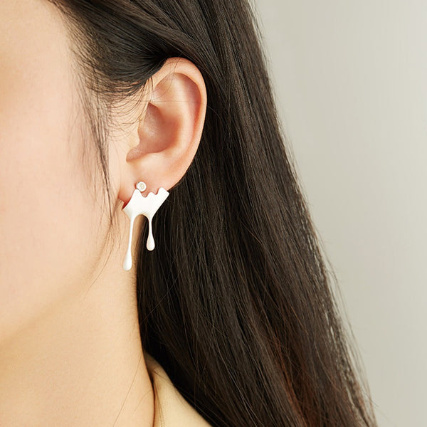 Veile Studios Honey Drop Asymmetric Sterling Silver Fashionable Commuter Style Earrings