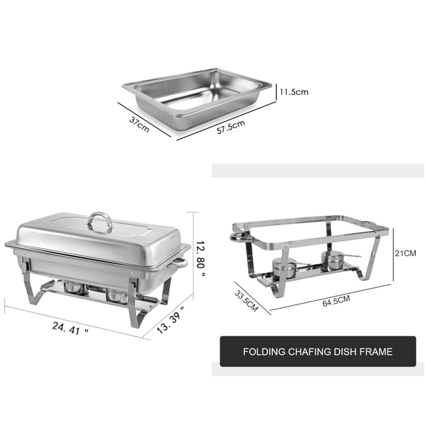 9L Chafing Dish Set Buffet Pan Bain Marie Bow Stainless Steel Food Warmer Countertop Food Warmers