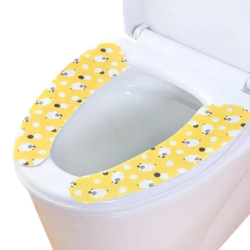 Bath Mats Rugs & Toilet Covers Toilet Seat Cover Yellow Lamb Pattern Washable Mat Bathroom Pad Cushion Accessories