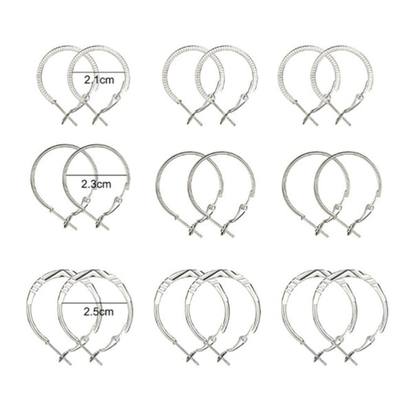 Veile Studios 9 Pairs Of Retro Fashionable Combination Suit Silver Earrings