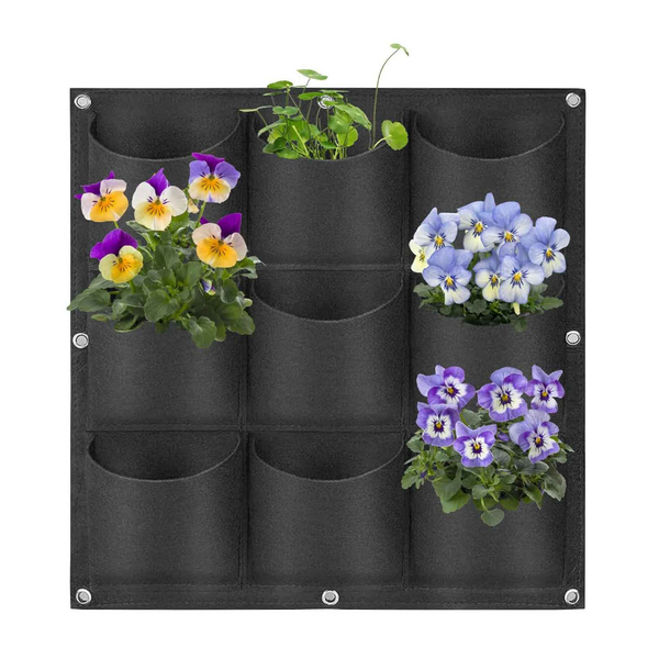 9 Pockets Wall Hanging Planter Planting Grow Bag Vertical Garden Vegetable Flower Black Baskets Pots Window Boxes