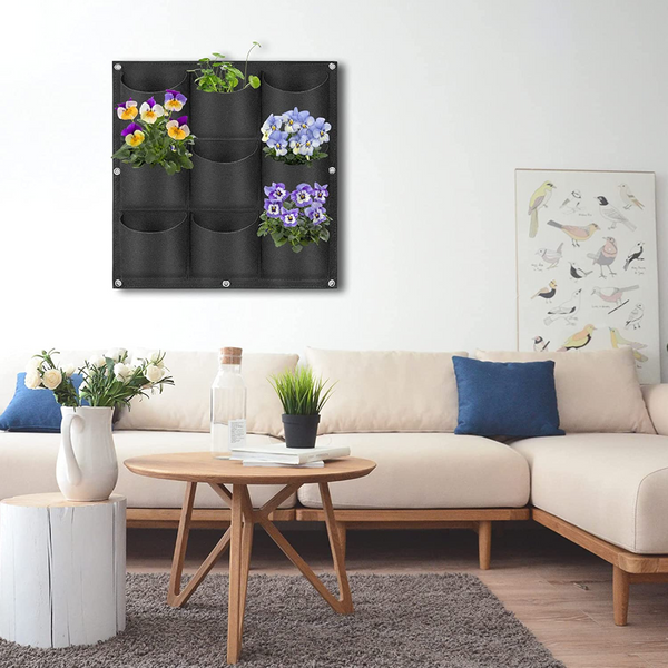 9 Pockets Wall Hanging Planter Planting Grow Bag Vertical Garden Vegetable Flower Black Baskets Pots Window Boxes