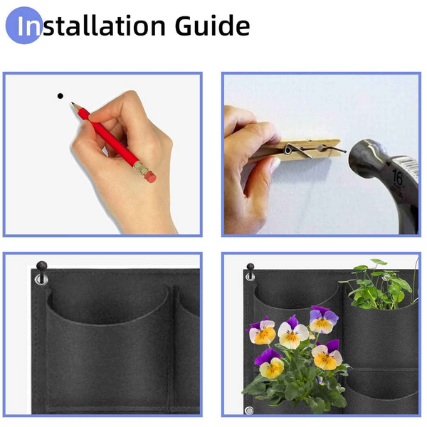 9 Pockets Wall Hanging Planter Planting Grow Bag Vertical Garden Vegetable Flower Black Baskets Pots Window Boxes