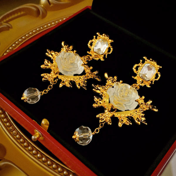 Veile Studios Heart Flower Tassel Palace Style Retro Exaggerated Alloy Earrings