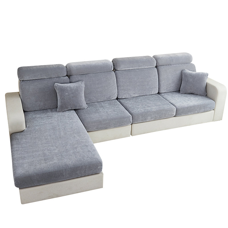 Sofa Cover Pastel Blue L Shape Polyester Chenille Thick Stretchable Slipcovers