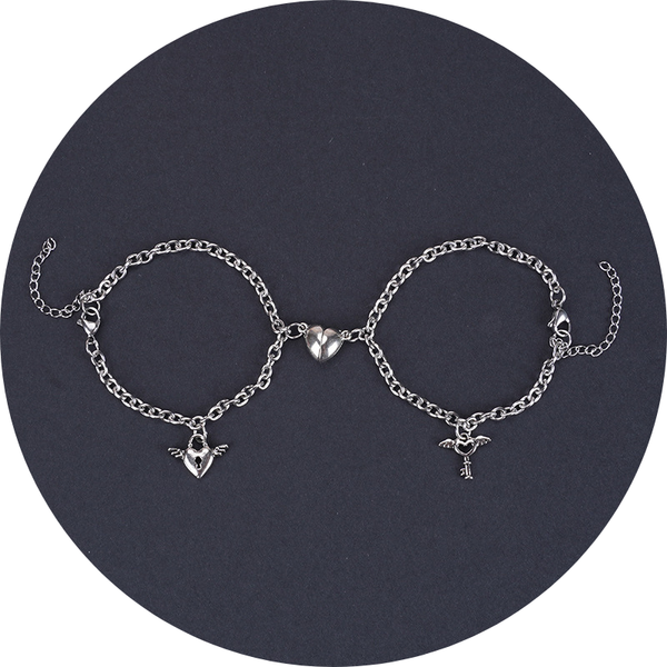 Veile Studios Heart Shape Lock Suction Couple Combination Bracelet Fashion Jewellery Bracelets
