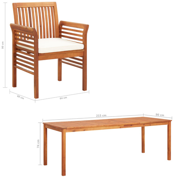 9 Piece Outdoor Dining Set With Cushions Solid Wood Acacia Outdoor Dining Sets