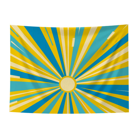 Tapestry Blue Sun Rays 150X150cm Psychedelic Scene Art Bohemian Decorative Sheet Tapestries