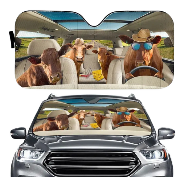 Funny Horse Driving 3D Printing Car Sun Visor Auto Decoration For Vehicle Parts Accessories Sun Visors