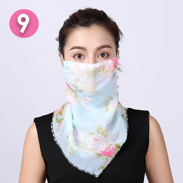 Summer Masks Flower Printed Women's Large Neck Guard Sun Protection Scarf Scarves & Wraps