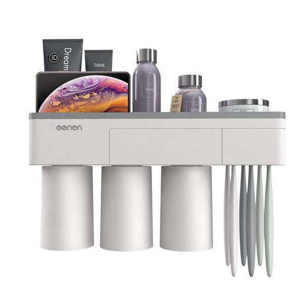 Magnetic Toothbrush Holder Wall Mount Bathroom Storage Shelf Tumblers & Toothbrush Holders