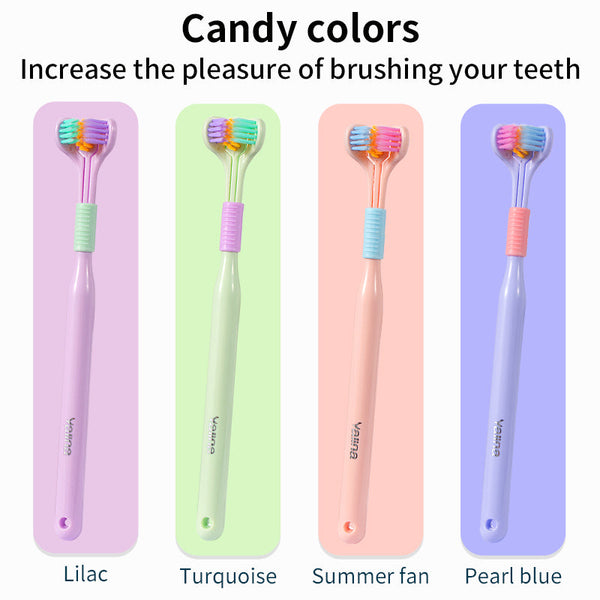 Three Sided Macaron Soft Bristle Triple Head Toothbrush Toothbrushes