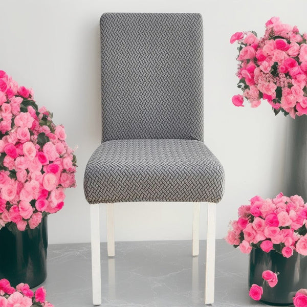 Chair Cover Dark Grey Small Knitted Design Anti Dirt Elastic Material Slipcovers