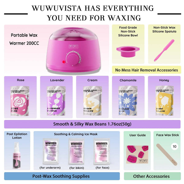 Waxing Kit Wuwuvista 23 Items Hair Removal With Warmer And Beads Hair Removal Wax