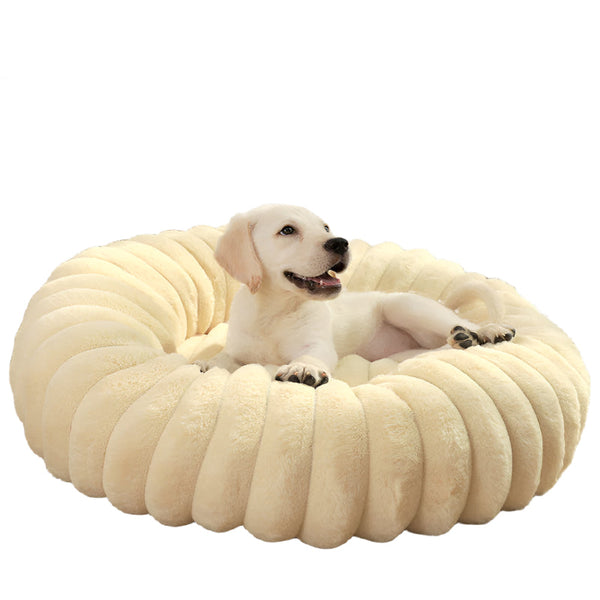 Pet Kennels Long Plush Round Cat Nest Winter Warm Dog Beds Super Soft Mat Sofa Pet Beds