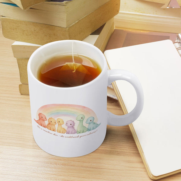 Be A Rainbow Dinosaur Mug Cute Pastel Coffee Cup Kawaii Ceramic Gift Positive Quote For Tea & Lovers Mugs