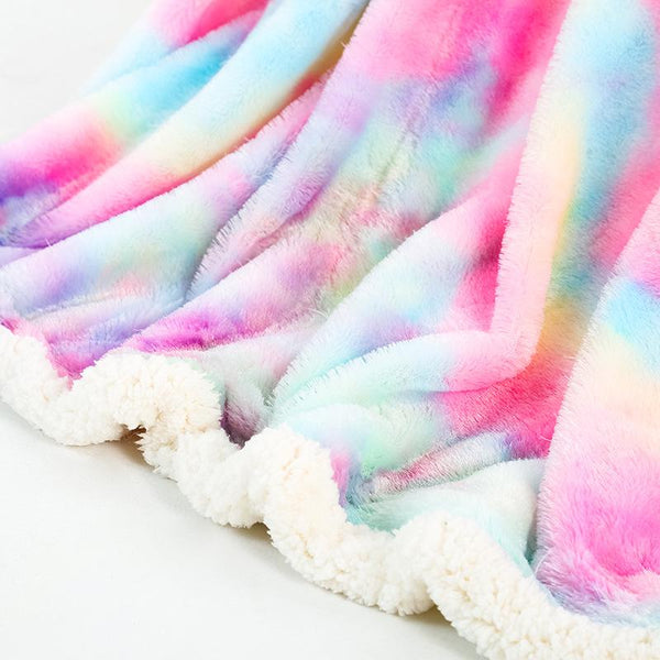 Rainbow Plush Super Soft Blanket Colorful Sofa Cover Blankets