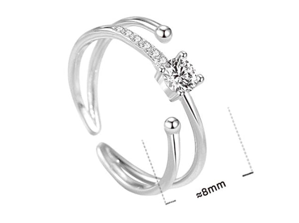 Veile Studios Double Layer Ring Sterling Silver 925 Fashion Inlaid Zircon Star Sweet Temperament Rings