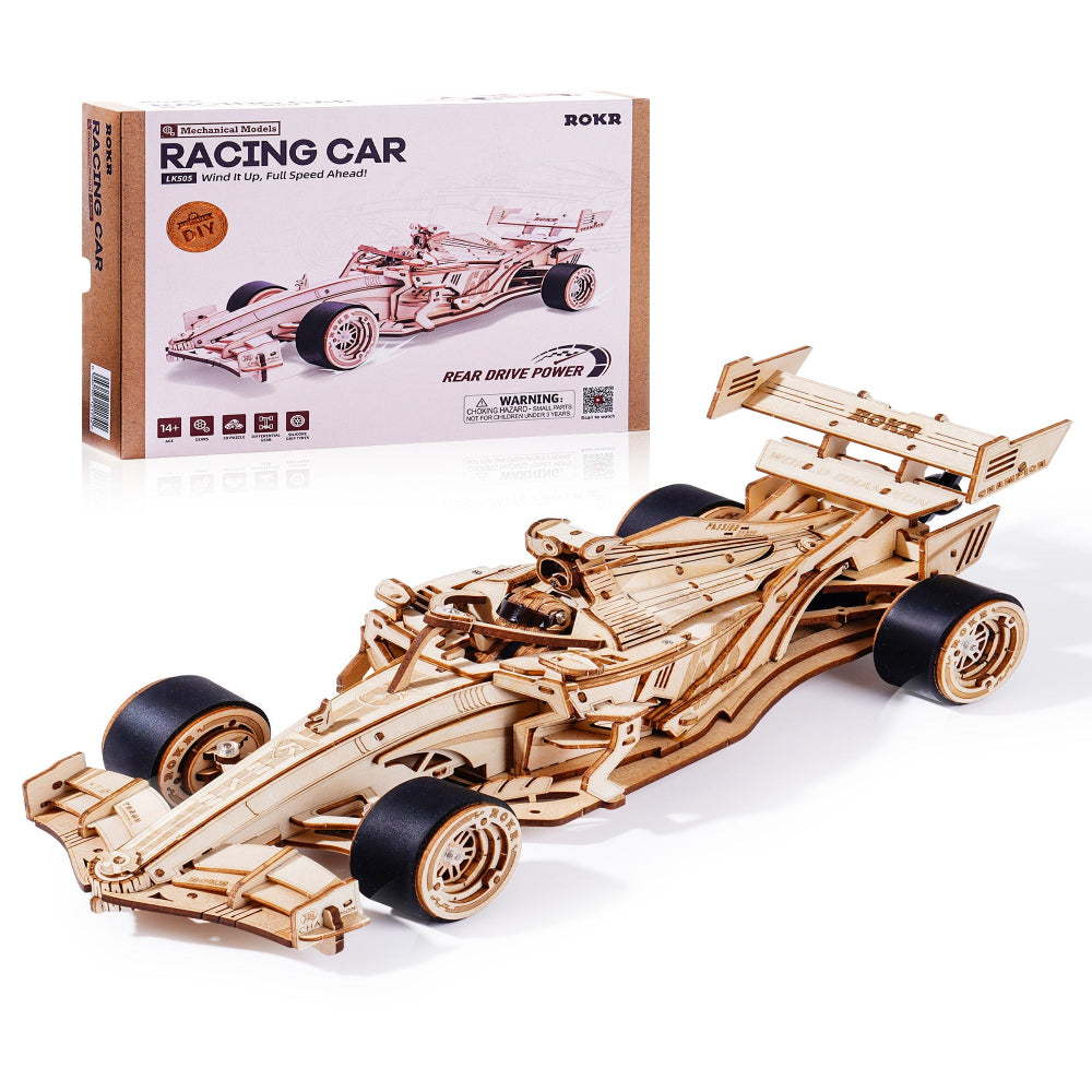 Robotime 3D Puzzle Racing Car Model Kit With Mechanical Roaring Engine Lk505 Puzzles